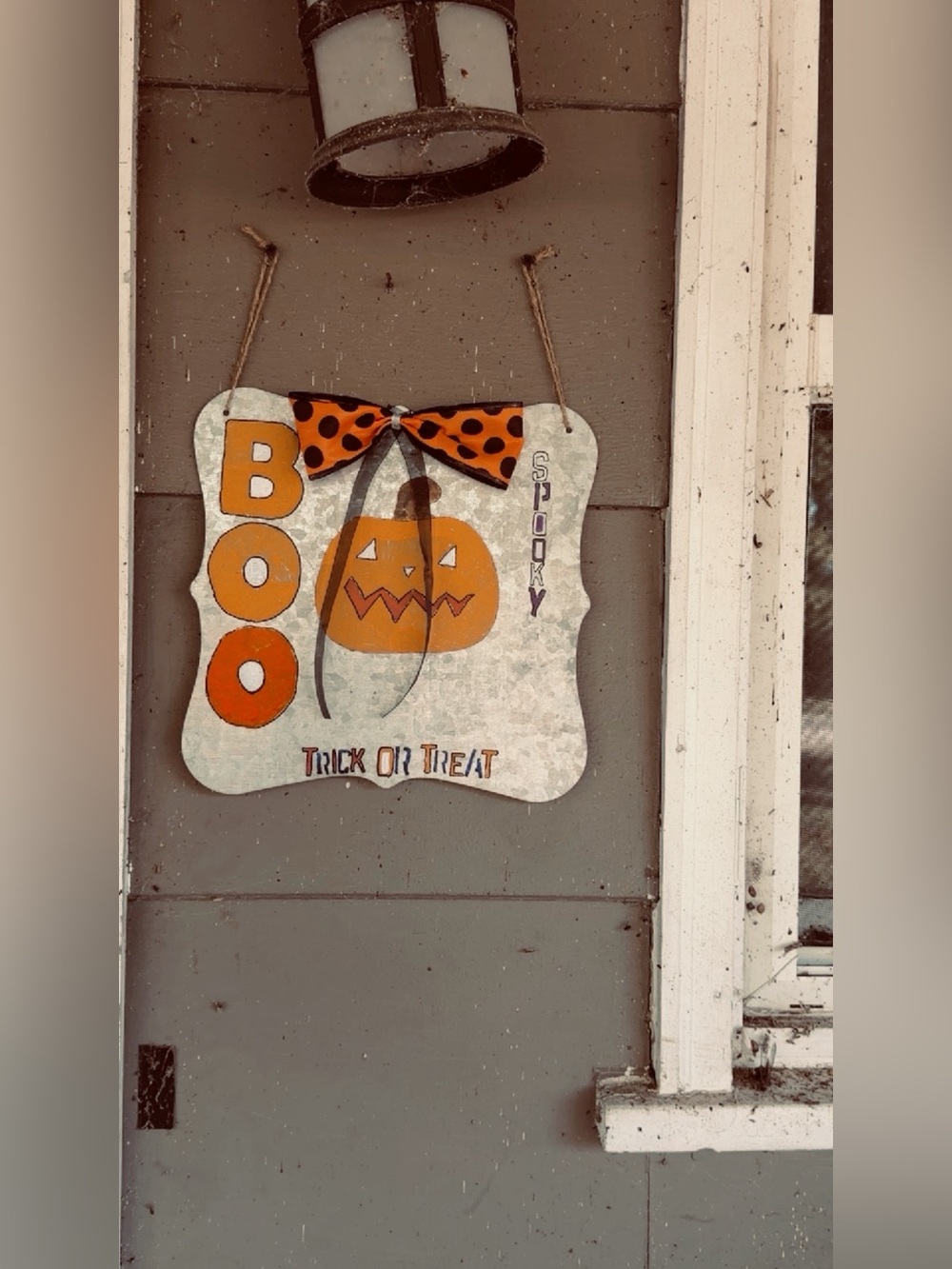 Hand Crafted Orange & Black 'Boo' Pumpkin Door Sign